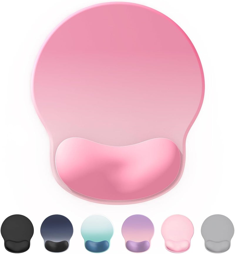 Laborio Ergonomic Mouse Pad Wrist Support, Comfortable Mouse Pad Wrist Rest, Relieve Wrist Pain Gel Mouse pad, Non-Slip Rubber Base Mousepad for Laptop, Computer(Gradient Baby Pink) - Image 1